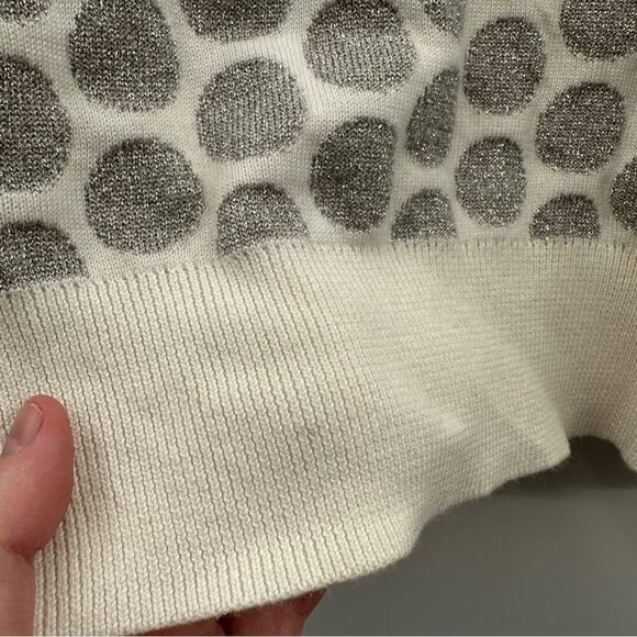 Halogen x Atlantic Specific White & Silver Glitter Long Sleeve Sweater Size M - Picture 8 of 10